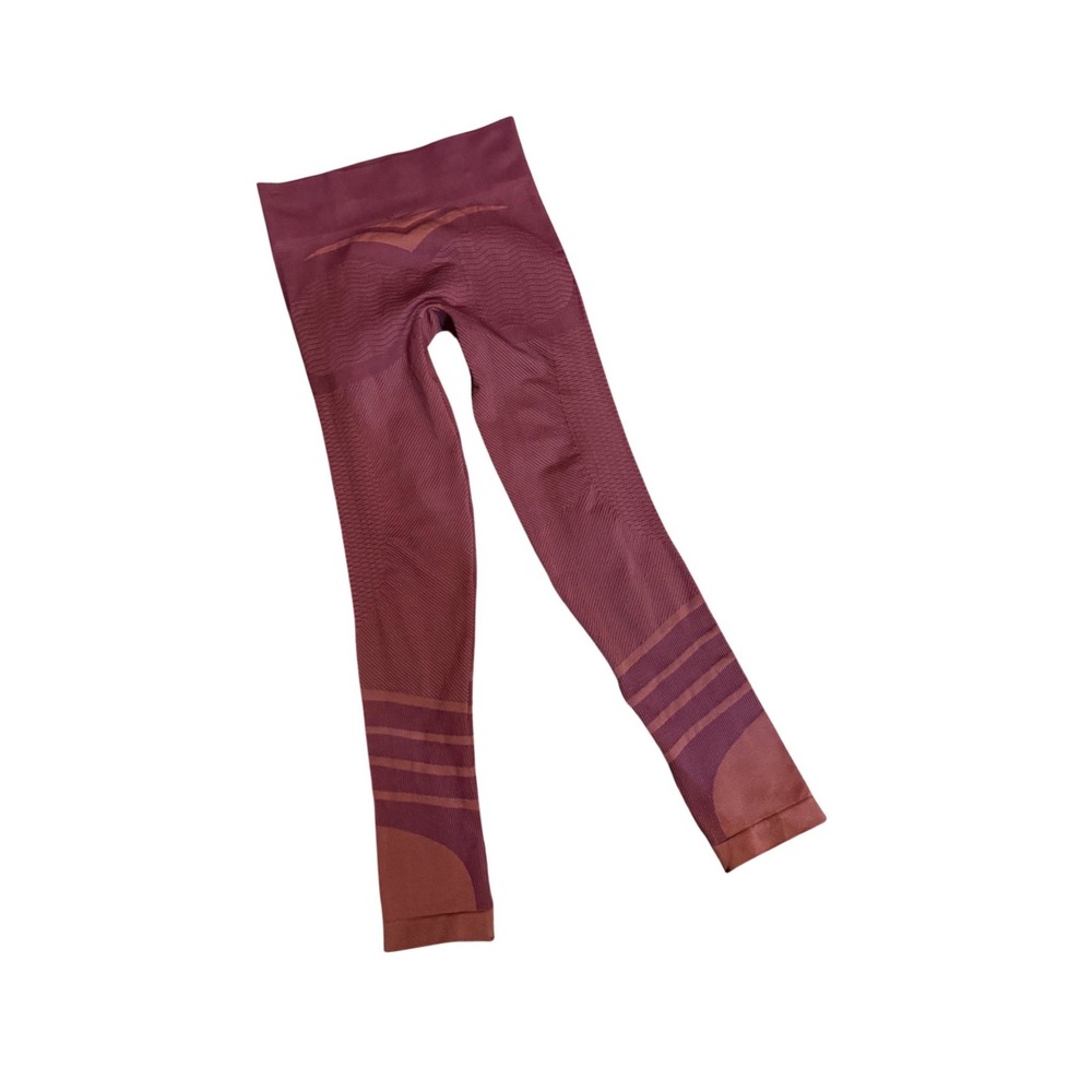 CRIVIT Seamless High-Waist Compression Leggings Burgundy Ribbed Athletic Women's - Picture 2 of 7